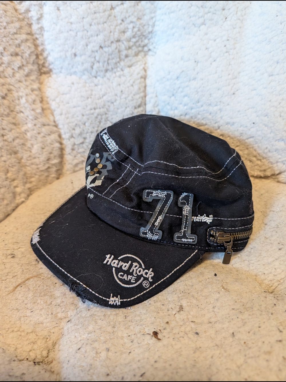 Hard Rock Cafe Black Military Style Cap with '71' Patch